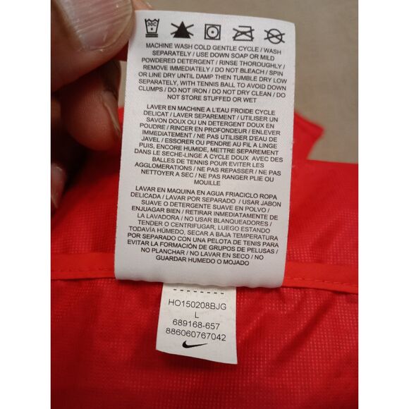 Nike Running Vest Womens Large Red 800 Aeroloft Goose Down Back Zipper Pocket - Picture 11 of 11